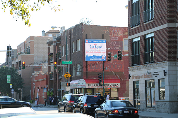 chicago illinois roscoe village digital billboard